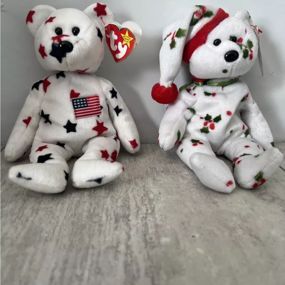 Ty babies Glory 1997 and Holiday teddy 1998